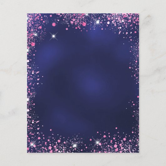 Birthday navy blue roze budget uitnodiging flyer (Achterkant)
