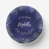 Birthday navy blue zilverglitter papieren kommen (Voorkant)