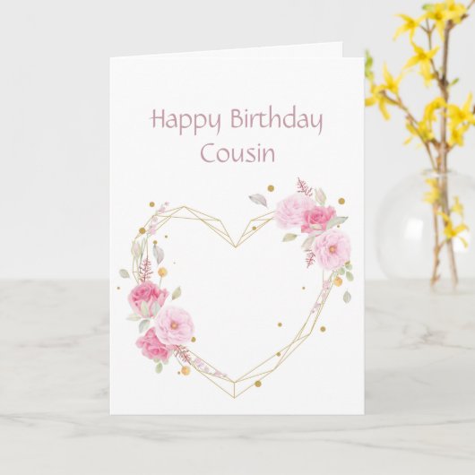 Birthday Neef Roze Bloemhartkaart Kaart (Gele Bloem)