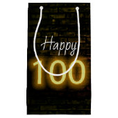 Birthday Neon 100 Sign on Brick Klein Cadeauzakje (Voorkant)