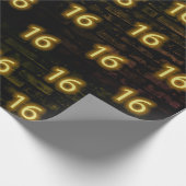 Birthday Neon 16 Sign on Brick Cadeaupapier (Hoek)