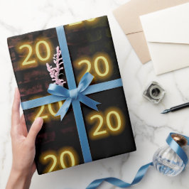 Birthday Neon 20 Sign on Brick Cadeaupapier