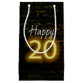 Birthday Neon 20 Sign on Brick Klein Cadeauzakje (Voorkant)