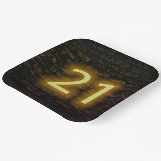 Birthday Neon 21 Sign on Brick Wall Papieren Bordje (Gebogen)