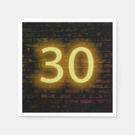 Birthday Neon 30 Sign on Brick Wall Servet