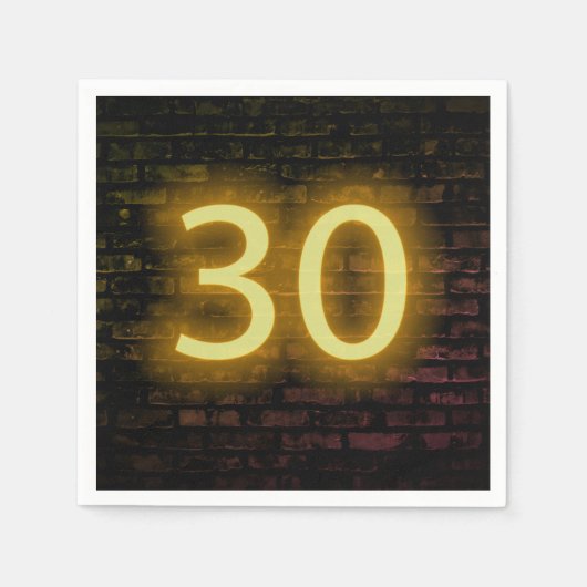 Birthday Neon 30 Sign on Brick Wall Servet (Voorkant)