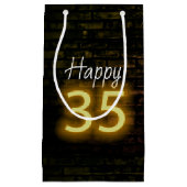 Birthday Neon 35 Sign on Brick Klein Cadeauzakje (Voorkant)