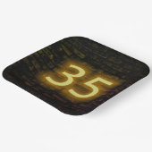 Birthday Neon 35 Sign on Brick Wall Papieren Bordje (Gebogen)