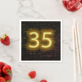 Birthday Neon 35 Sign on Brick Wall Servet (Insitu)