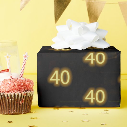 Birthday Neon 40 Sign on Brick Cadeaupapier (Verjaardagsfeest)