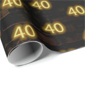 Birthday Neon 40 Sign on Brick Cadeaupapier (Rol Hoek)