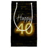 Birthday Neon 40 Sign on Brick Klein Cadeauzakje (Voorkant)