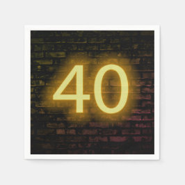Birthday Neon 40 Sign on Brick Wall Servet