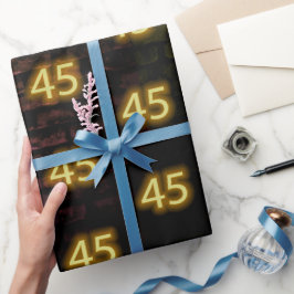 Birthday Neon 45 Sign on Brick Cadeaupapier