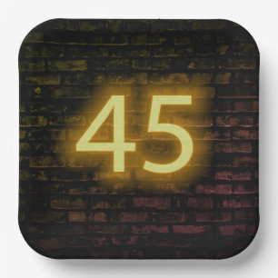 Birthday Neon 45 Sign on Brick Wall Papieren Bordje