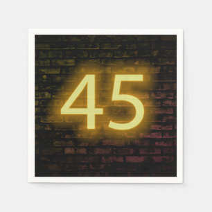 Birthday Neon 45 Sign on Brick Wall Servet