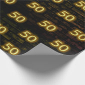 Birthday Neon 50 Sign on Brick Cadeaupapier (Hoek)