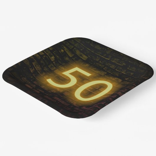 Birthday Neon 50 Sign on Brick Wall Papieren Bordje (Gebogen)