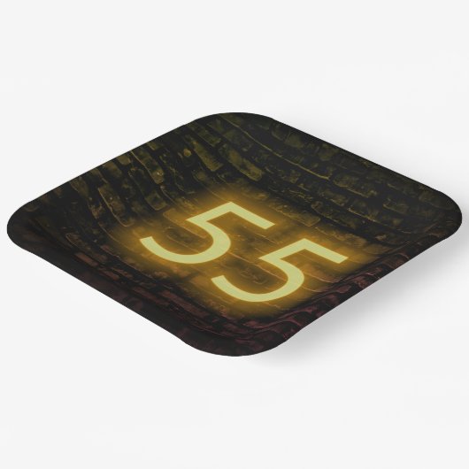 Birthday Neon 55 Sign on Brick Wall Papieren Bordje (Gebogen)