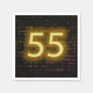 Birthday Neon 55 Sign on Brick Wall Servet