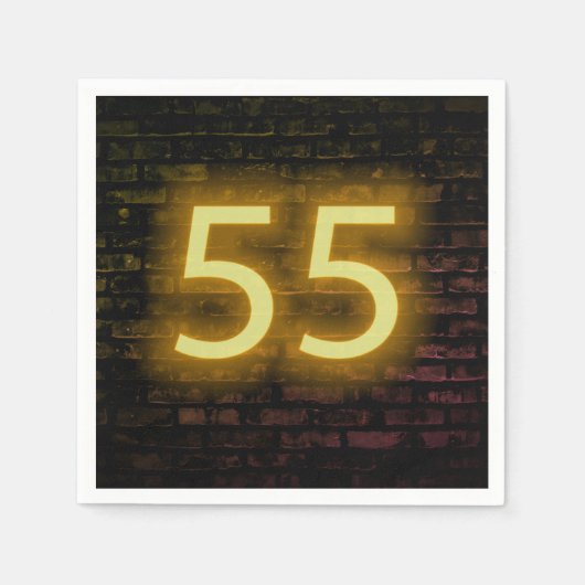 Birthday Neon 55 Sign on Brick Wall Servet (Voorkant)