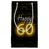 Birthday Neon 60 Sign on Brick Klein Cadeauzakje (Voorkant)