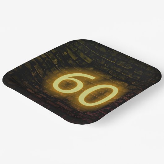 Birthday Neon 60 Sign on Brick Wall Papieren Bordje (Gebogen)