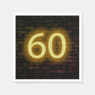 Birthday Neon 60 Sign on Brick Wall Servet