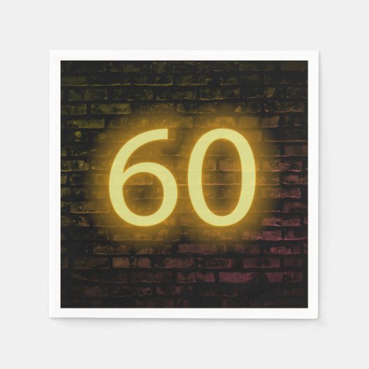Birthday Neon 60 Sign on Brick Wall Servet (Voorkant)