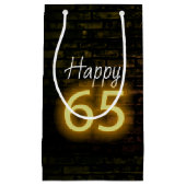 Birthday Neon 65 Sign on Brick Klein Cadeauzakje (Voorkant)