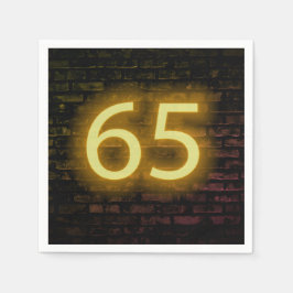 Birthday Neon 65 Sign on Brick Wall Servet