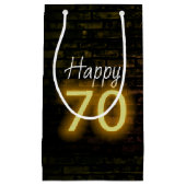 Birthday Neon 70 Sign on Brick Klein Cadeauzakje (Voorkant)
