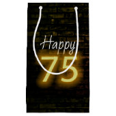 Birthday Neon 75 Sign on Brick Klein Cadeauzakje (Voorkant)