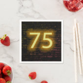 Birthday Neon 75 Sign on Brick Wall Servet (Insitu)