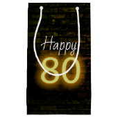 Birthday Neon 80 Sign on Brick Klein Cadeauzakje (Voorkant)