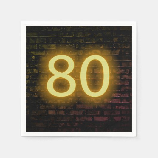 Birthday Neon 80 Sign on Brick Wall Servet (Voorkant)