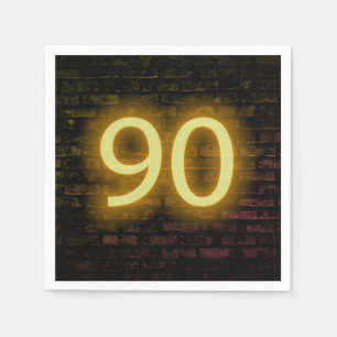 Birthday Neon 90 Sign on Brick Wall Servet