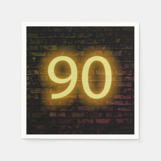 Birthday Neon 90 Sign on Brick Wall Servet (Voorkant)