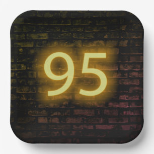 Birthday Neon 95 Sign on Brick Wall Papieren Bordje