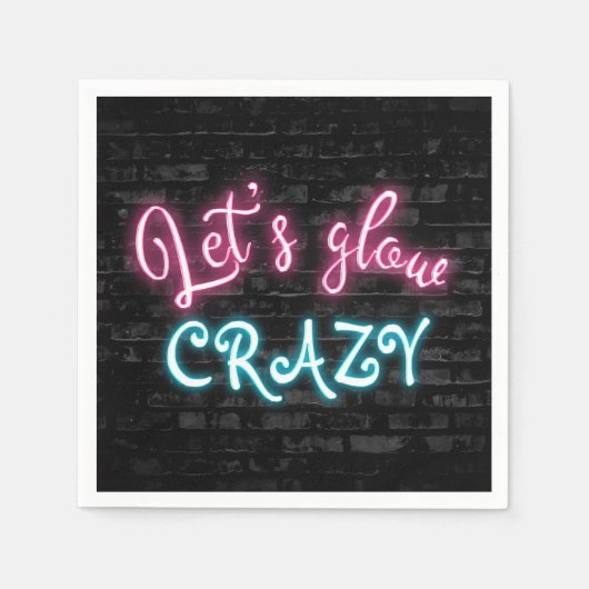 Birthday Neon Glow Sign. Brick Wall Servet (Voorkant)