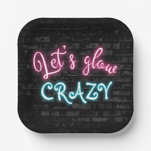 Birthday Neon Glow Sign op Brick Papieren Bordje (Voorkant)