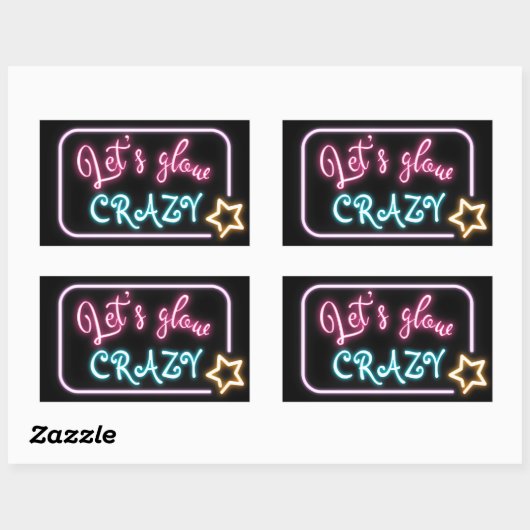 Birthday Neon Glow-teken Rechthoekige Sticker (Vel)