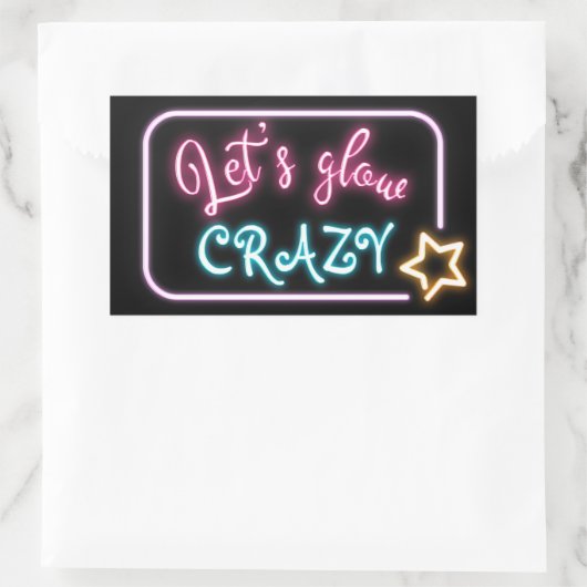 Birthday Neon Glow-teken Rechthoekige Sticker (Tas)