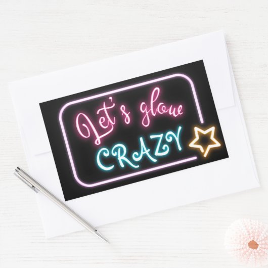 Birthday Neon Glow-teken Rechthoekige Sticker (Envelop)