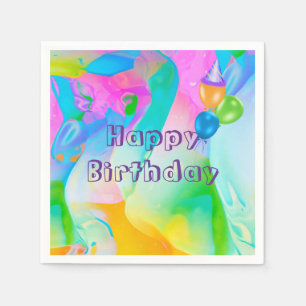 Birthday Neon Rainbow Abstract Servet