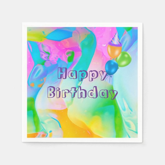 Birthday Neon Rainbow Abstract Servet (Voorkant)