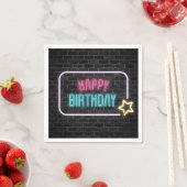 Birthday Neon Sign On Brick Wall Napkins Servet (Insitu)