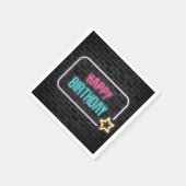 Birthday Neon Sign On Brick Wall Napkins Servet (Hoek)