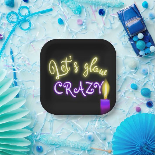 Birthday Neon Sign. with Candle Papieren Bordje (Feest)