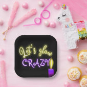 Birthday Neon Sign. with Candle Papieren Bordje (Feest)